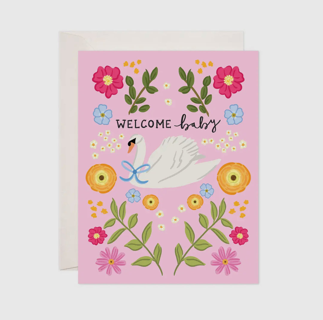 Swan Welcome Baby Card